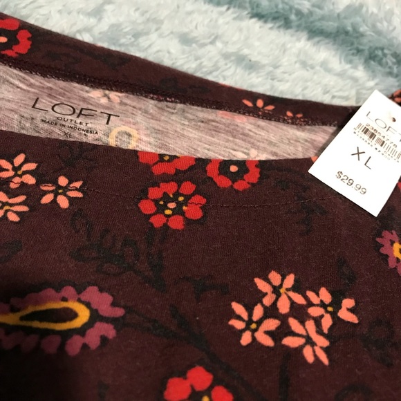 Loft Paisley Print 3/4 Sleeve Top, Size XL - Picture 2 of 3